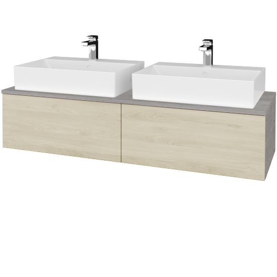 Waschtischunterschrank JOCKAM SZZ12 140 (mit Waschtisch Kube)  - D01 Beton - D24 Ohio - Nein
