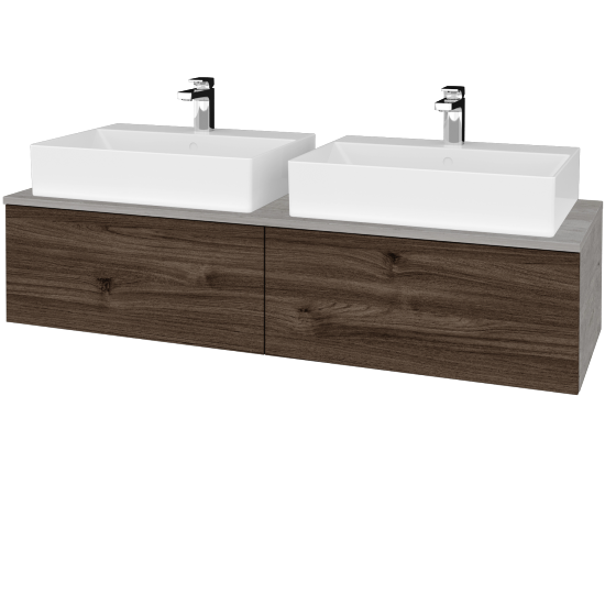 Waschtischunterschrank JOCKAM SZZ12 140 (mit Waschtisch Kube)  - D01 Beton - D25 Teak - Nein