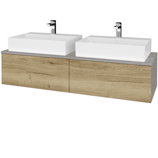 Waschtischunterschrank JOCKAM SZZ12 140 (mit Waschtisch Kube)  - D01 Beton - D26 Ontario - Nein