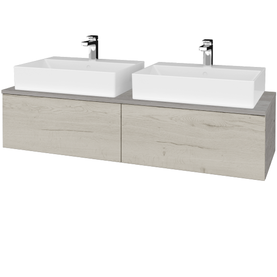 Waschtischunterschrank JOCKAM SZZ12 140 (mit Waschtisch Kube)  - D01 Beton - D28 Alberta - Nein