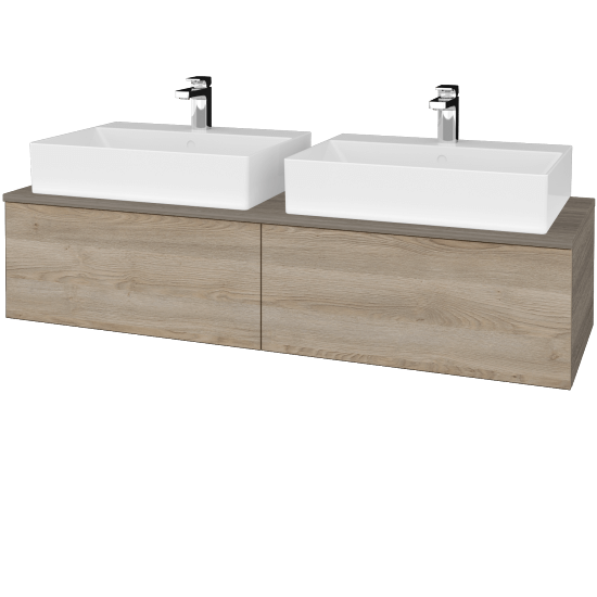 Waschtischunterschrank JOCKAM SZZ12 140 (mit Waschtisch Kube)  - D03 Cafe - D17 Eiche Colorado - Nein