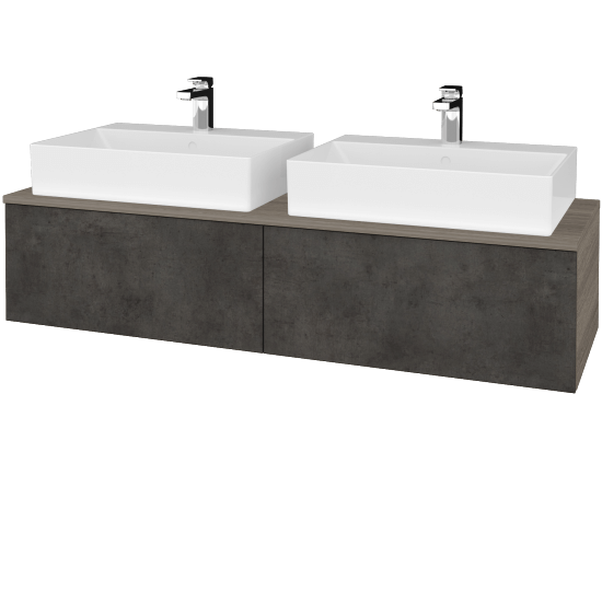 Waschtischunterschrank JOCKAM SZZ12 140 (mit Waschtisch Kube)  - D03 Cafe - D16 Dark Beton