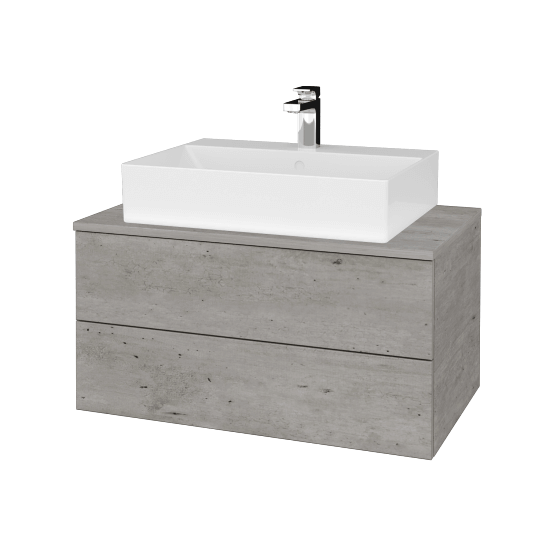 Waschtischunterschrank JOCKAM SZZ2 80 (Waschtisch Kube)  - D01 Beton - D01 Beton