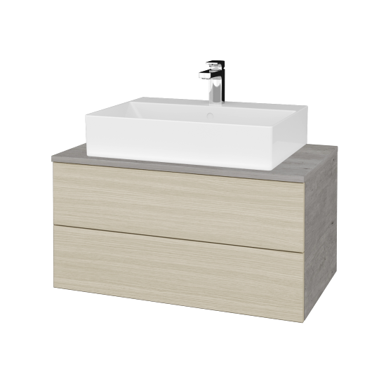Waschtischunterschrank JOCKAM SZZ2 80 (Waschtisch Kube)  - D01 Beton - D04 Eiche - Nein