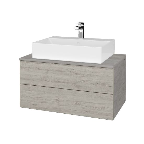 Waschtischunterschrank JOCKAM SZZ2 80 (Waschtisch Kube)  - D01 Beton - D05 Oregon - Nein
