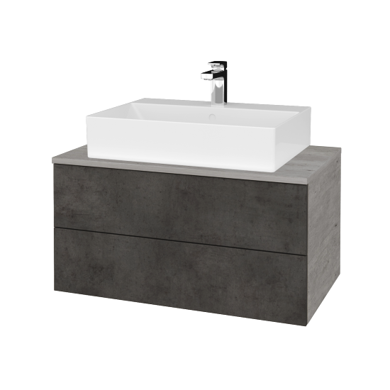 Waschtischunterschrank JOCKAM SZZ2 80 (Waschtisch Kube)  - D01 Beton - D16 Dark Beton - Nein
