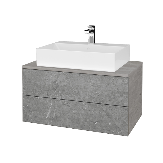 Waschtischunterschrank JOCKAM SZZ2 80 (Waschtisch Kube)  - D01 Beton - D20 Galaxy - Nein