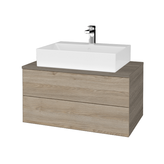 Waschtischunterschrank JOCKAM SZZ2 80 (Waschtisch Kube)  - D03 Cafe - D17 Eiche Colorado