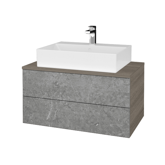 Waschtischunterschrank JOCKAM SZZ2 80 (Waschtisch Kube)  - D03 Cafe - D20 Galaxy