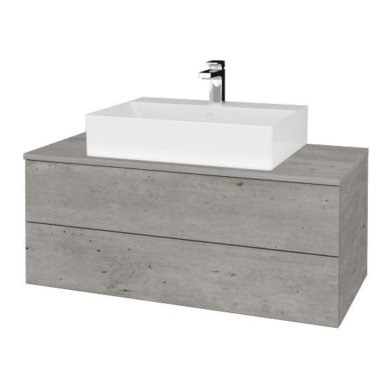 Waschtischunterschrank JOCKAM SZZ2 100 (Waschtisch Kube)  - D01 Beton - D01 Beton