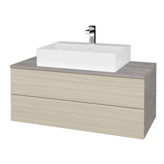 Waschtischunterschrank JOCKAM SZZ2 100 (Waschtisch Kube)  - D01 Beton - D04 Eiche - Nein