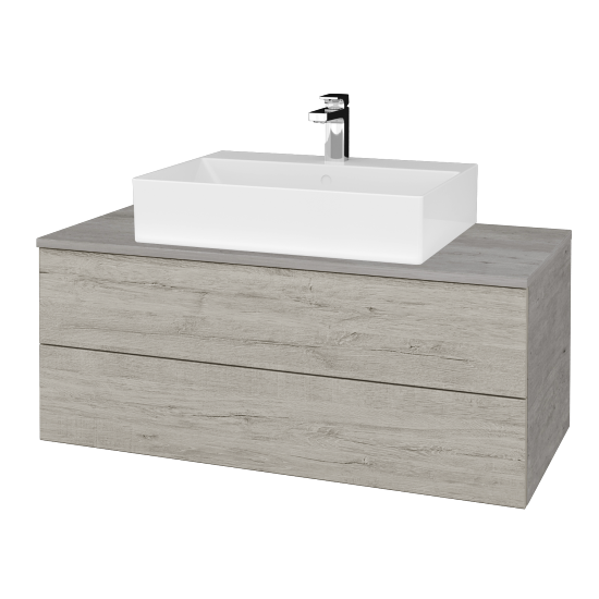 Waschtischunterschrank JOCKAM SZZ2 100 (Waschtisch Kube)  - D01 Beton - D05 Oregon - Nein