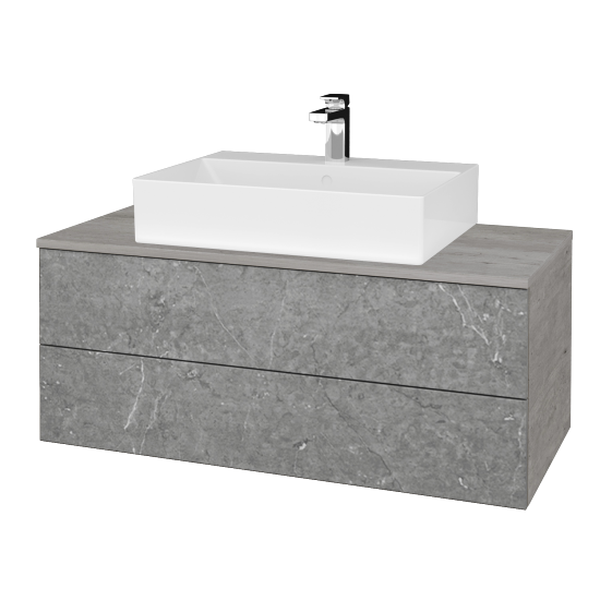 Waschtischunterschrank JOCKAM SZZ2 100 (Waschtisch Kube)  - D01 Beton - D20 Galaxy - Nein