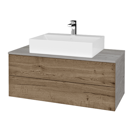 Waschtischunterschrank JOCKAM SZZ2 100 (Waschtisch Kube)  - D01 Beton - D21 Tobacco - Nein