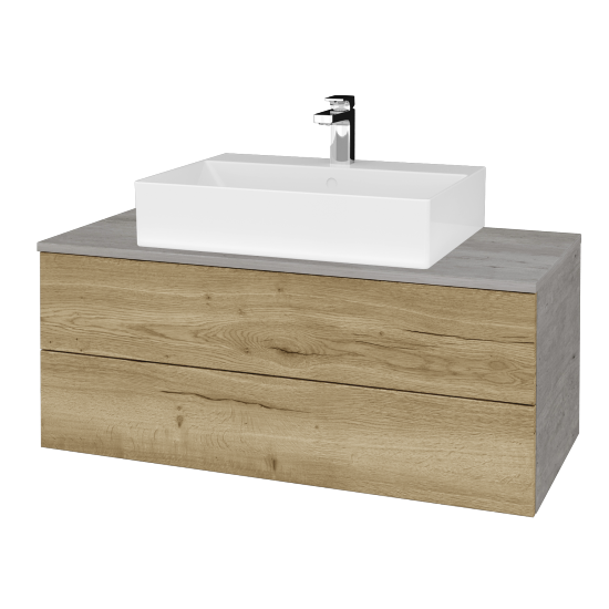 Waschtischunterschrank JOCKAM SZZ2 100 (Waschtisch Kube)  - D01 Beton - D26 Ontario - Nein
