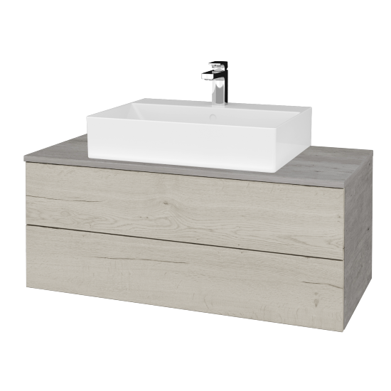 Waschtischunterschrank JOCKAM SZZ2 100 (Waschtisch Kube)  - D01 Beton - D28 Alberta - Nein