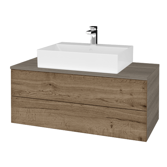 Waschtischunterschrank JOCKAM SZZ2 100 (Waschtisch Kube)  - D03 Cafe - D21 Tobacco - Nein