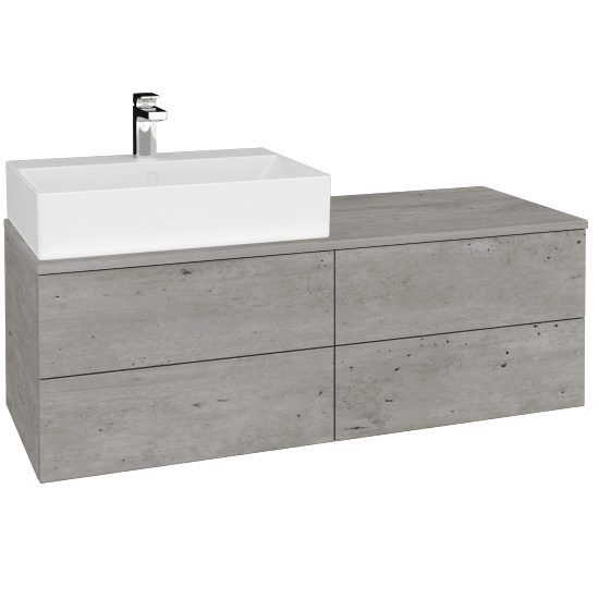 Waschtischunterschrank JOCKAM SZZ4 120 (mit Waschtisch Kube)  - D01 Beton - D01 Beton - Rechts