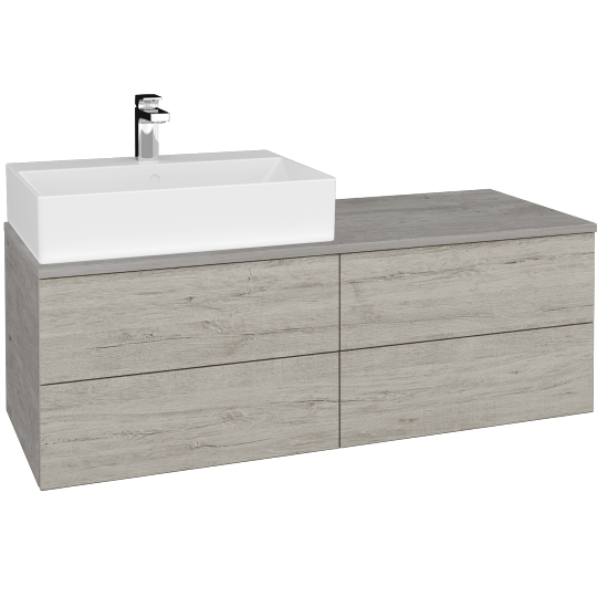 Waschtischunterschrank JOCKAM SZZ4 120 (mit Waschtisch Kube)  - D01 Beton - D05 Oregon - Rechts - Nein