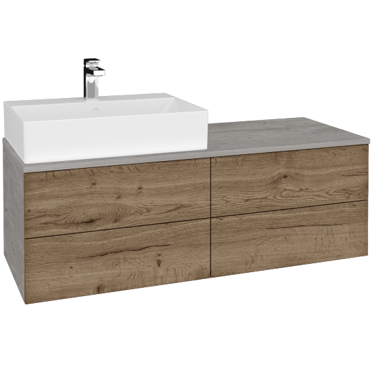 Waschtischunterschrank JOCKAM SZZ4 120 (mit Waschtisch Kube)  - D01 Beton - D21 Tobacco - Rechts - Nein