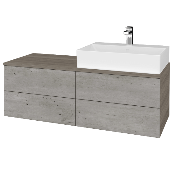 Waschtischunterschrank JOCKAM SZZ4 120 (mit Waschtisch Kube)  - D03 Cafe - D01 Beton
