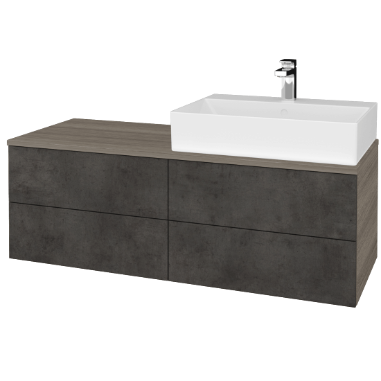 Waschtischunterschrank JOCKAM SZZ4 120 (mit Waschtisch Kube)  - D03 Cafe - D16 Dark Beton - Links - Nein