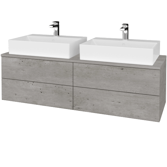 Waschtischunterschrank JOCKAM SZZ4 140 (mit Waschtisch Kube)  - D01 Beton - D01 Beton