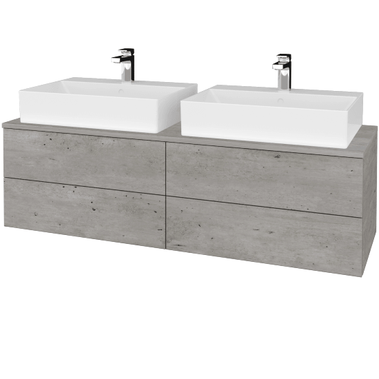 Waschtischunterschrank JOCKAM SZZ4 140 (mit Waschtisch Kube)  - D01 Beton - D01 Beton - Nein