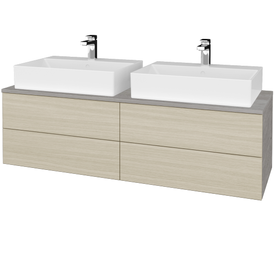 Waschtischunterschrank JOCKAM SZZ4 140 (mit Waschtisch Kube)  - D01 Beton - D04 Eiche - Nein