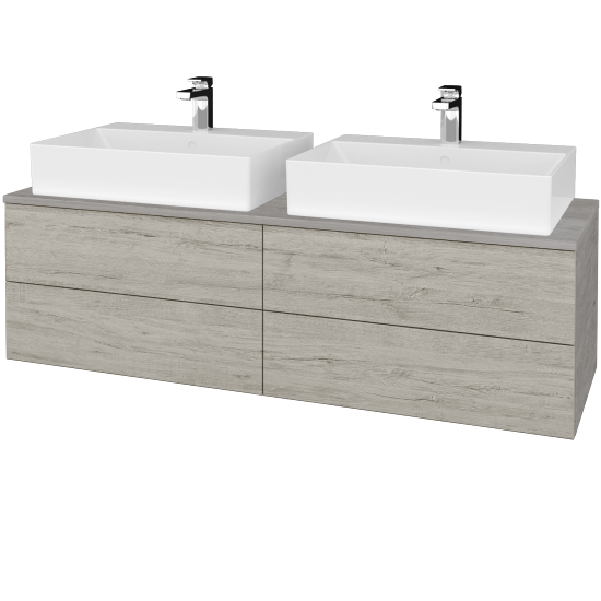 Waschtischunterschrank JOCKAM SZZ4 140 (mit Waschtisch Kube)  - D01 Beton - D05 Oregon - Nein