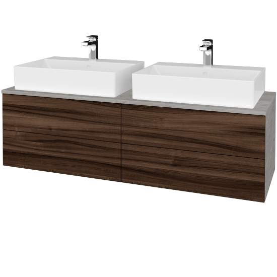 Waschtischunterschrank JOCKAM SZZ4 140 (mit Waschtisch Kube)  - D01 Beton - D06 Nussbaum - Nein