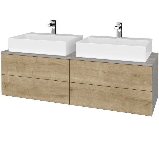 Waschtischunterschrank JOCKAM SZZ4 140 (mit Waschtisch Kube)  - D01 Beton - D09 Eiche Arlington - Nein