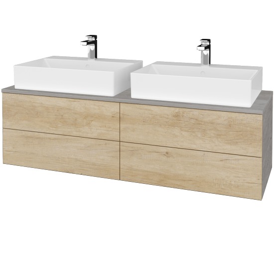 Waschtischunterschrank JOCKAM SZZ4 140 (mit Waschtisch Kube)  - D01 Beton - D15 Eiche Nebraska - Nein