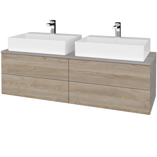 Waschtischunterschrank JOCKAM SZZ4 140 (mit Waschtisch Kube)  - D01 Beton - D17 Eiche Colorado - Nein