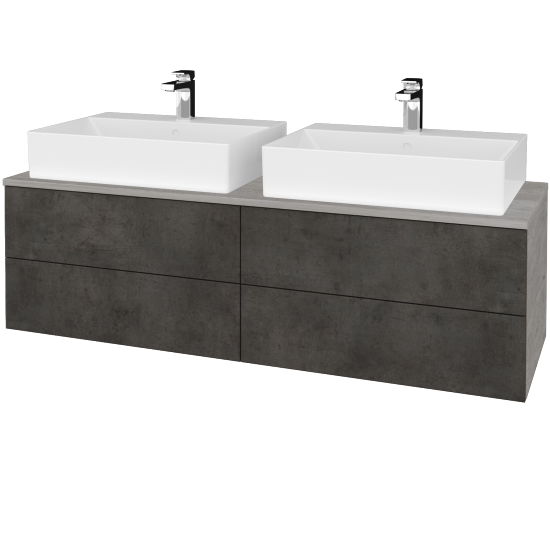 Waschtischunterschrank JOCKAM SZZ4 140 (mit Waschtisch Kube)  - D01 Beton - D16 Dark Beton - Nein