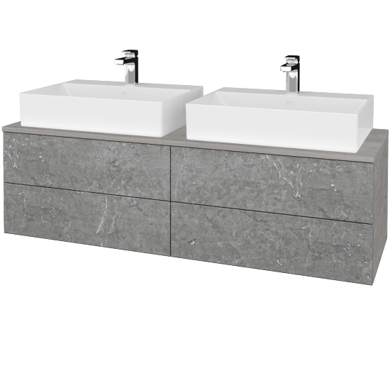 Waschtischunterschrank JOCKAM SZZ4 140 (mit Waschtisch Kube)  - D01 Beton - D20 Galaxy - Nein