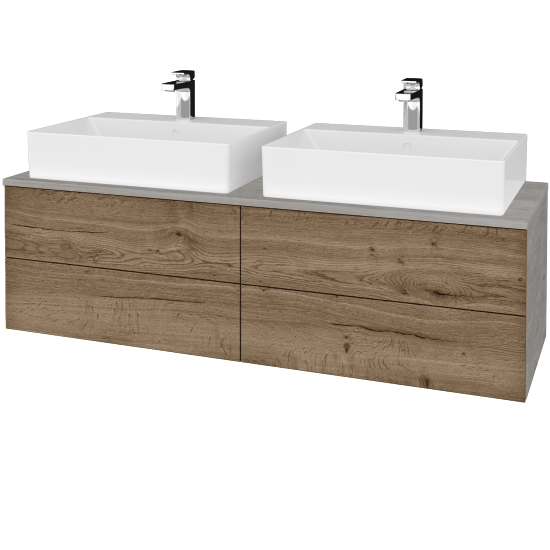 Waschtischunterschrank JOCKAM SZZ4 140 (mit Waschtisch Kube)  - D01 Beton - D21 Tobacco - Nein