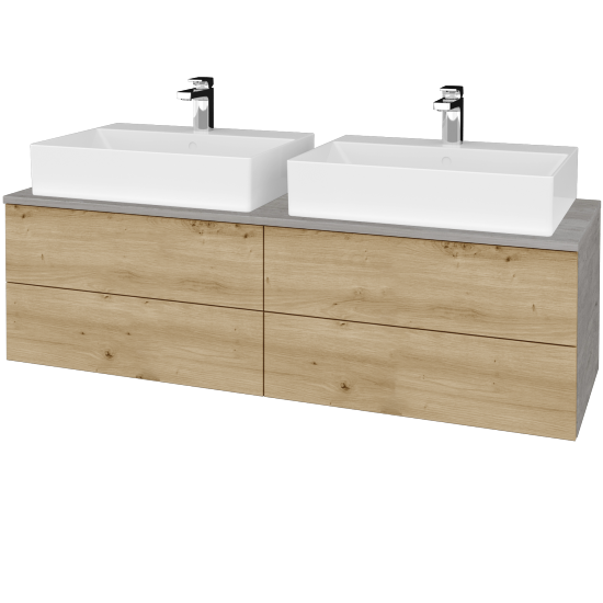 Waschtischunterschrank JOCKAM SZZ4 140 (mit Waschtisch Kube)  - D01 Beton - D22 Eiche Caramel - Nein