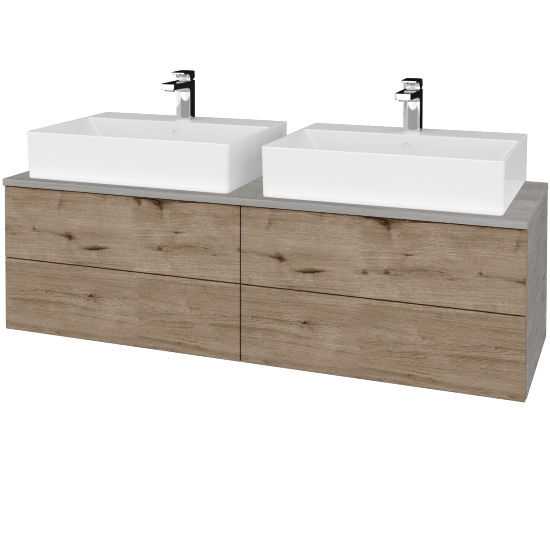 Waschtischunterschrank JOCKAM SZZ4 140 (mit Waschtisch Kube)  - D01 Beton - D23 Eiche Herkules - Nein