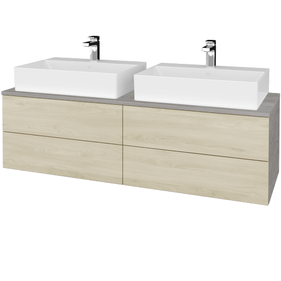 Waschtischunterschrank JOCKAM SZZ4 140 (mit Waschtisch Kube)  - D01 Beton - D24 Ohio - Nein