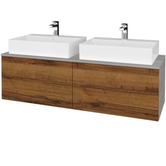 Waschtischunterschrank JOCKAM SZZ4 140 (mit Waschtisch Kube)  - D01 Beton - D27 Cognac - Nein
