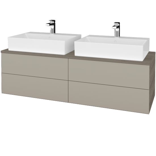 Waschtischunterschrank JOCKAM SZZ4 140 (mit Waschtisch Kube)  - D03 Cafe - L04 Taupe Lack Hochglanz - Nein