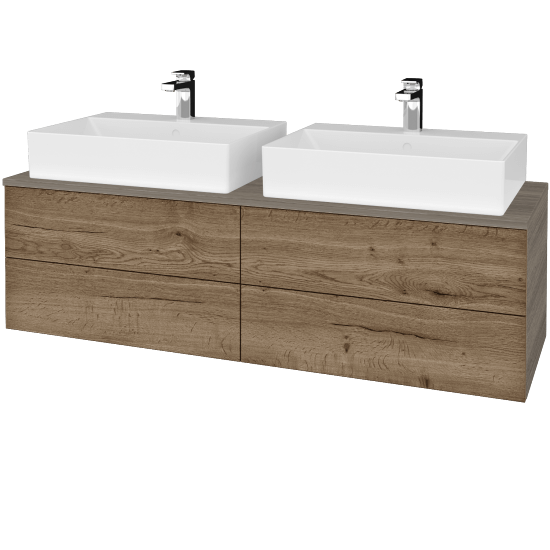 Waschtischunterschrank JOCKAM SZZ4 140 (mit Waschtisch Kube)  - D03 Cafe - D21 Tobacco - Nein