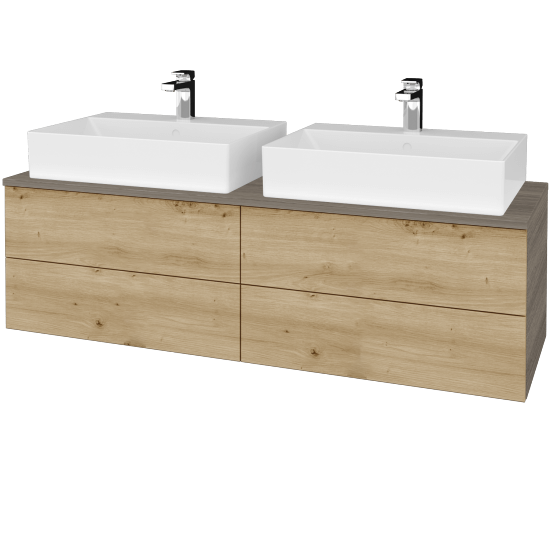 Waschtischunterschrank JOCKAM SZZ4 140 (mit Waschtisch Kube)  - D03 Cafe - D22 Caramel - Nein