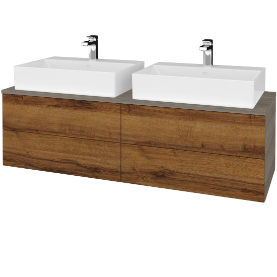 Waschtischunterschrank JOCKAM SZZ4 140 (mit Waschtisch Kube)  - D03 Cafe - D27 Cognac - Nein