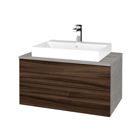 Waschtischunterschrank JOCKAM SZZ2 80 (Waschtisch Glance)  - D01 Beton - D06 Nussbaum - Nein