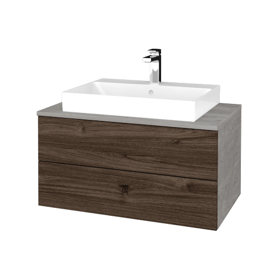 Waschtischunterschrank JOCKAM SZZ2 80 (Waschtisch Glance)  - D01 Beton - D25 Teak - Nein