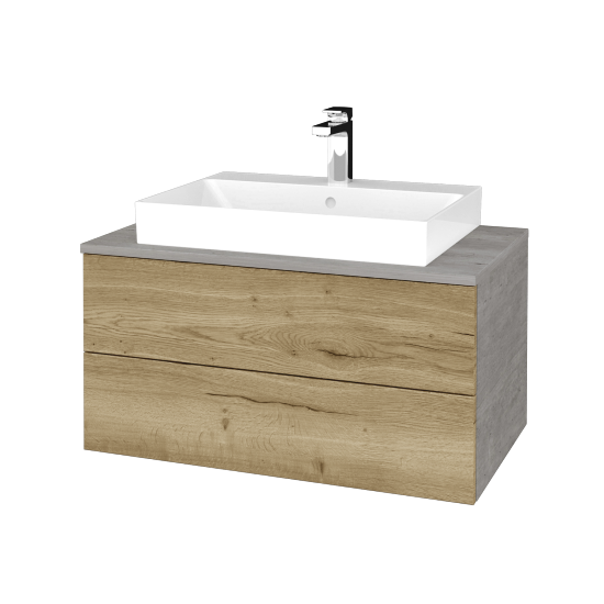 Waschtischunterschrank JOCKAM SZZ2 80 (Waschtisch Glance)  - D01 Beton - D26 Ontario - Nein