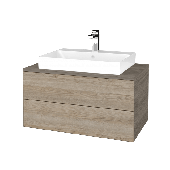 Waschtischunterschrank JOCKAM SZZ2 80 (Waschtisch Glance)  - D03 Cafe - D17 Eiche Colorado