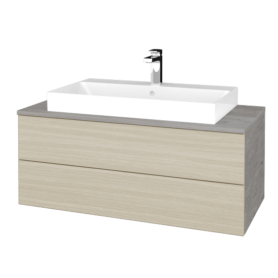 Waschtischunterschrank JOCKAM SZZ2 100 (Waschtisch Glance)  - D01 Beton - D04 Eiche - Nein